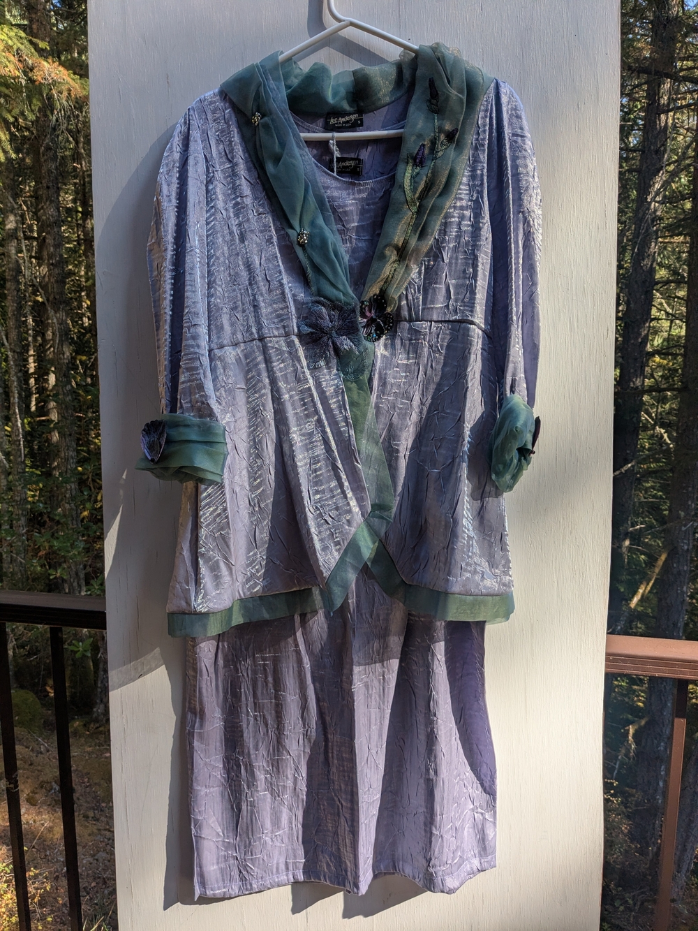 Lee Andersen Embellished Maxi Dress in Purple & Green Size Small